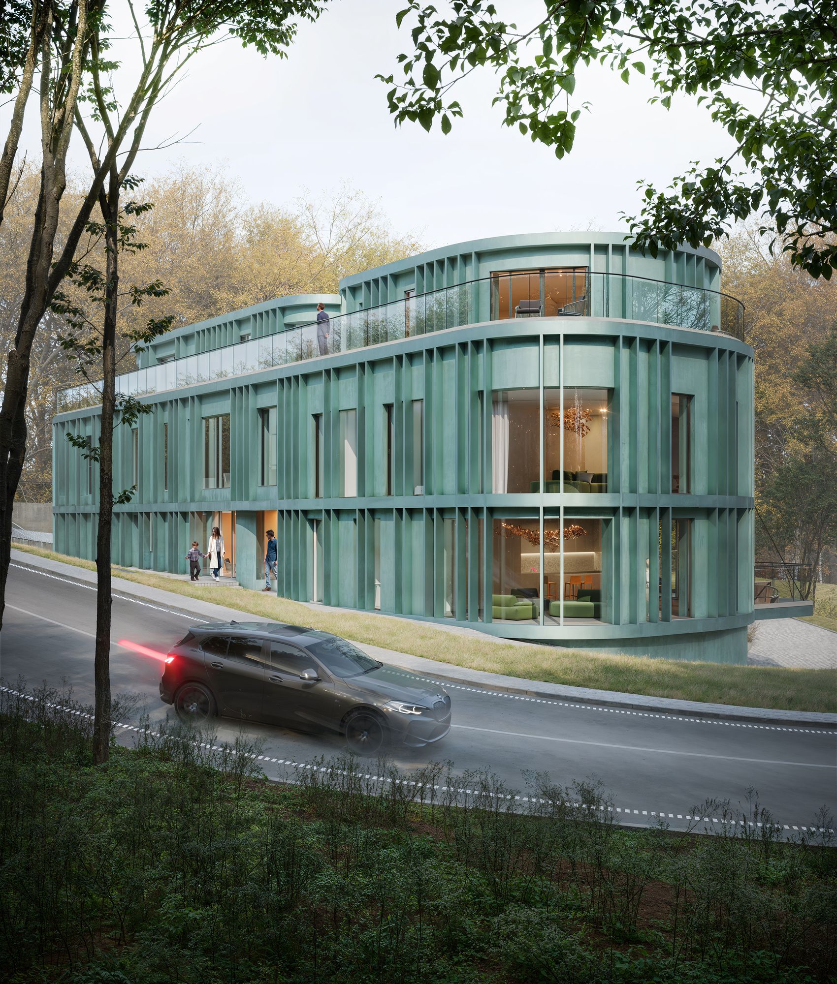 K12 fasadas iš gatvės